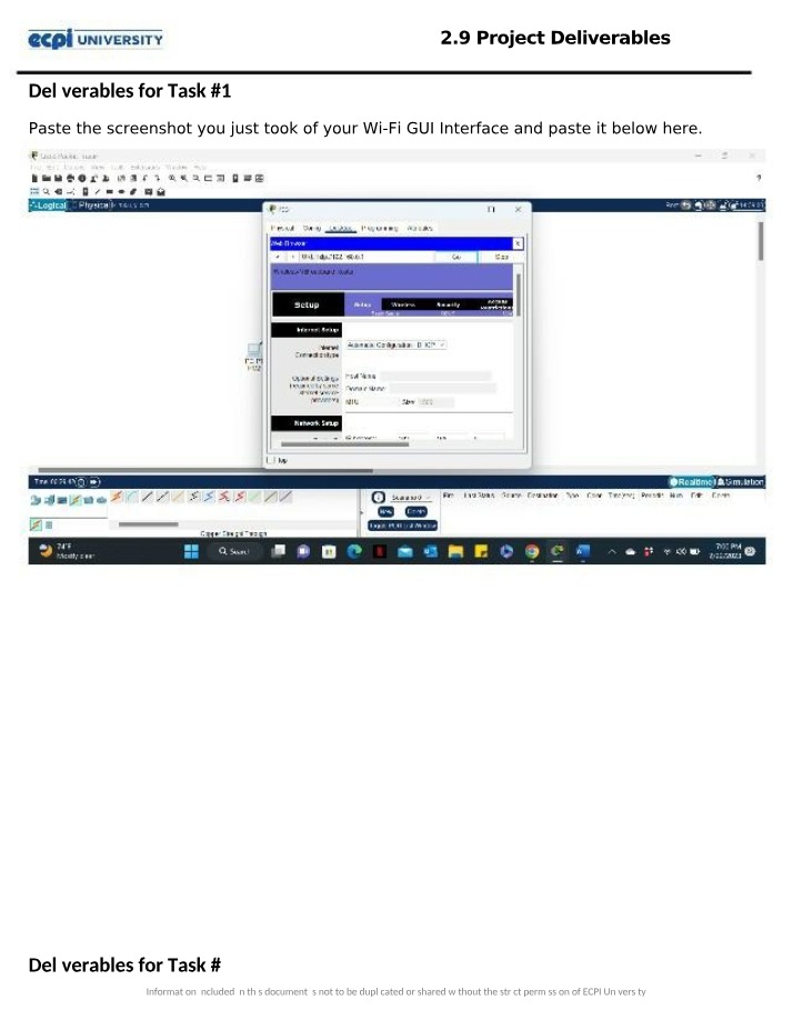 Wi-Fi GUI Interface and Network Project Deliverables