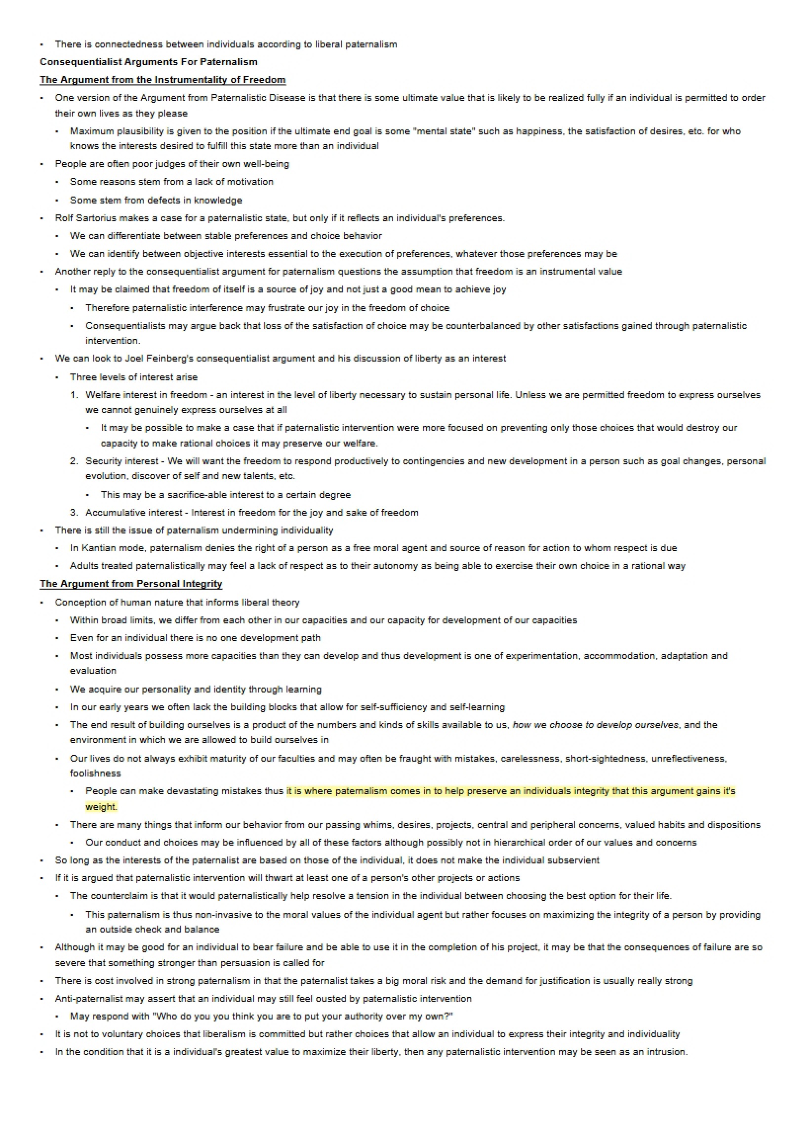 Paternalism Consequentialist Arguments