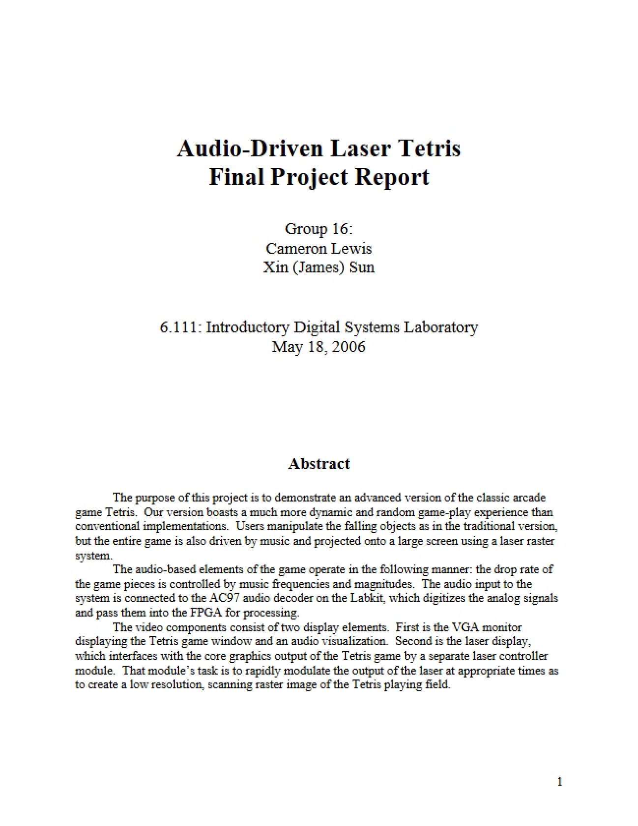 Tetris via Audio-Driven Laser
