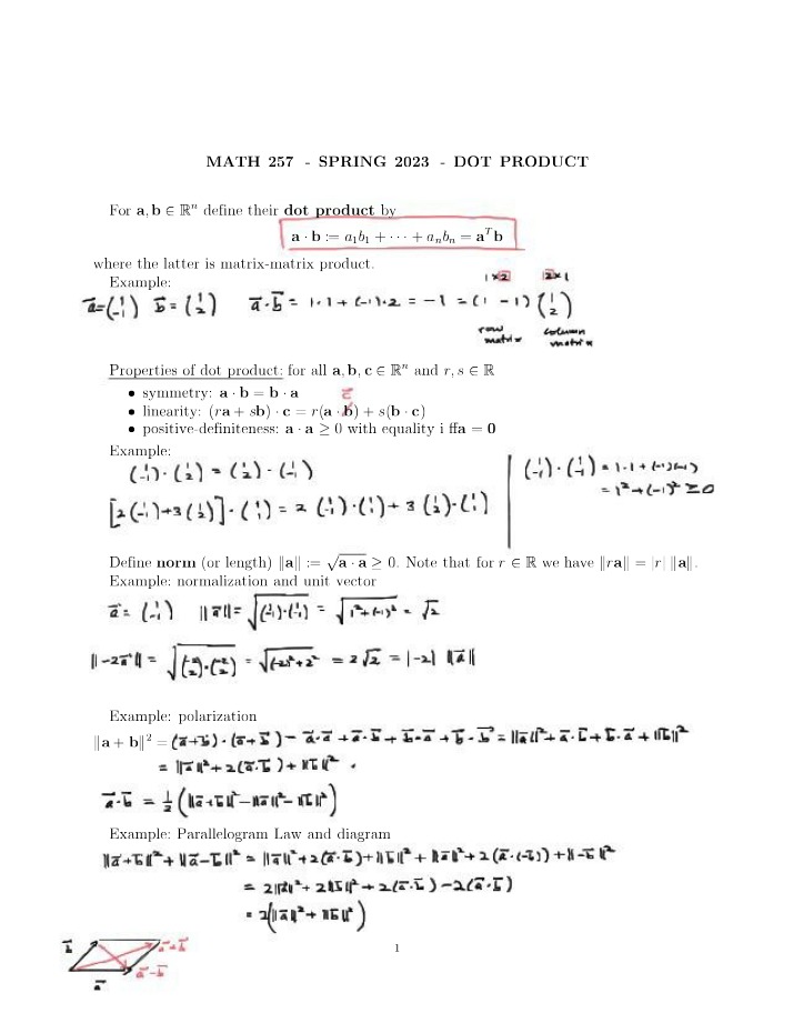 Lecture 7A1 - MATH 257