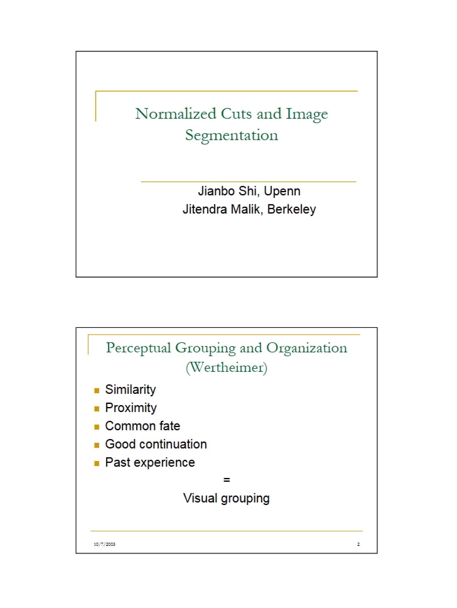 Image Segmentation and Normalized Cuts