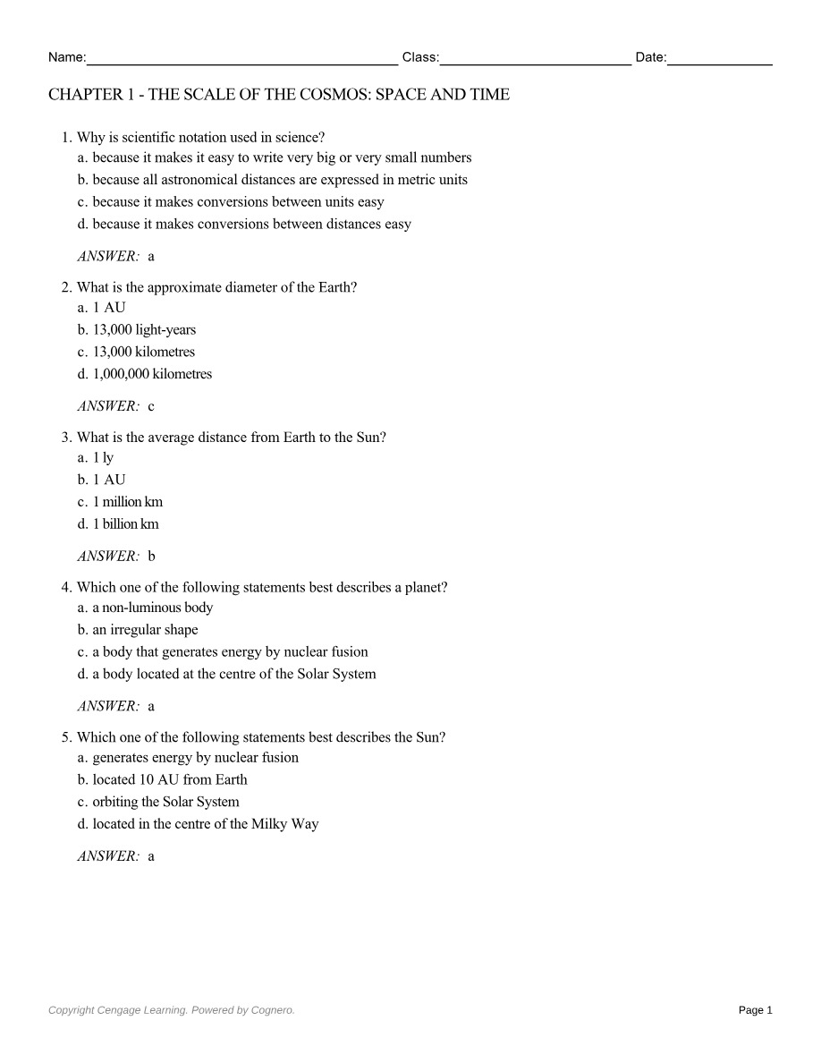 The Scale of the Cosmos, Space and Time - Chapter 1