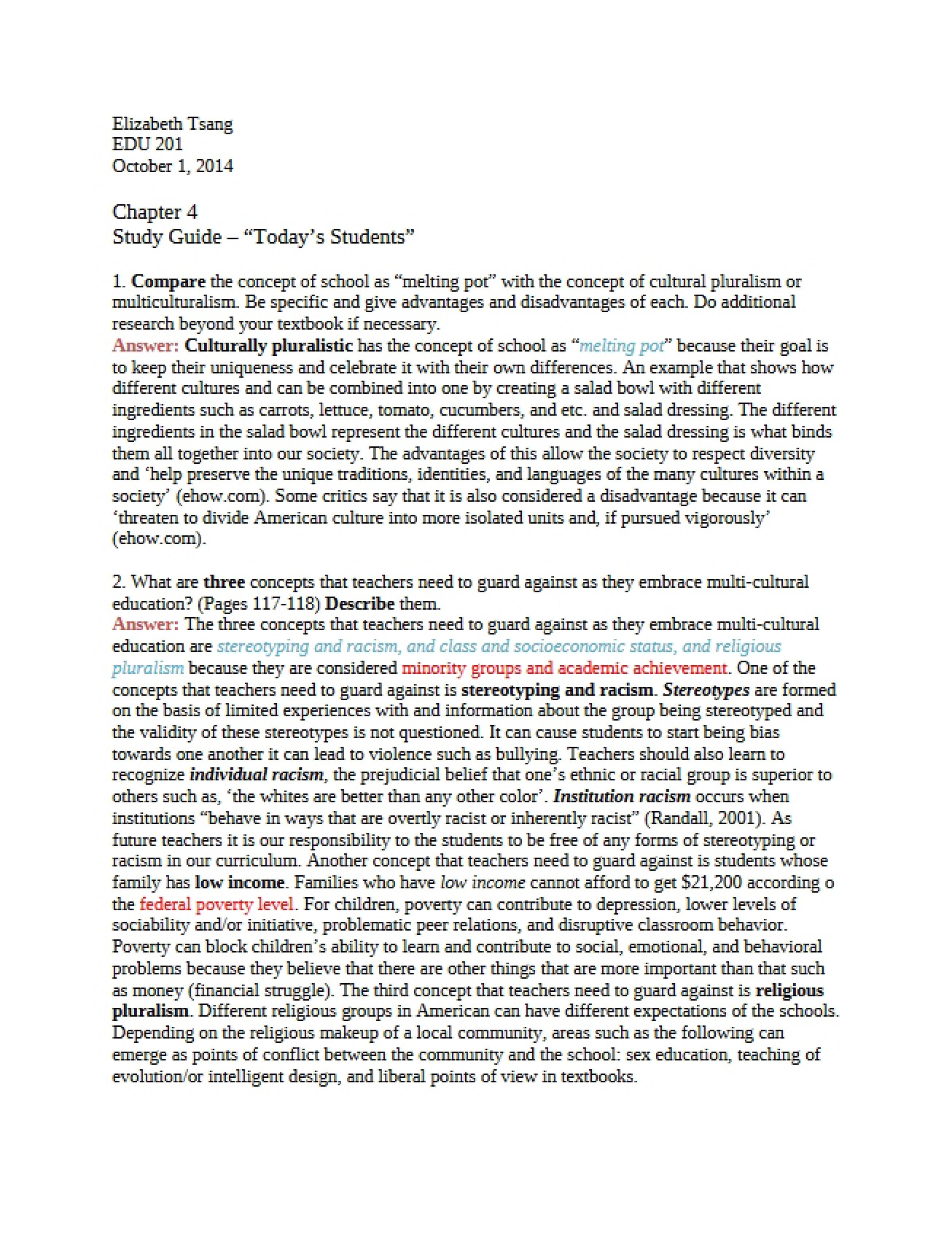Today's Students Study Guide
