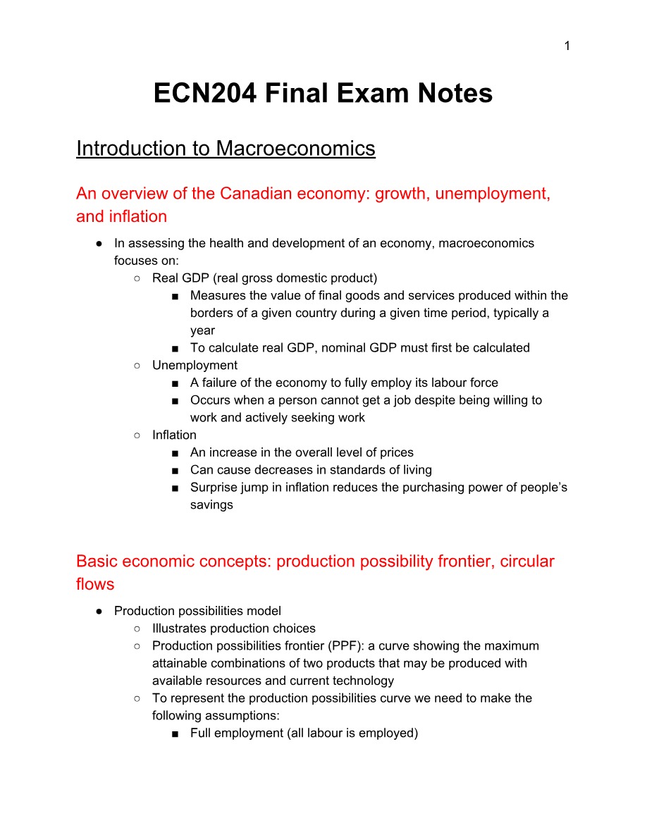 ECN 204 Exam Notes