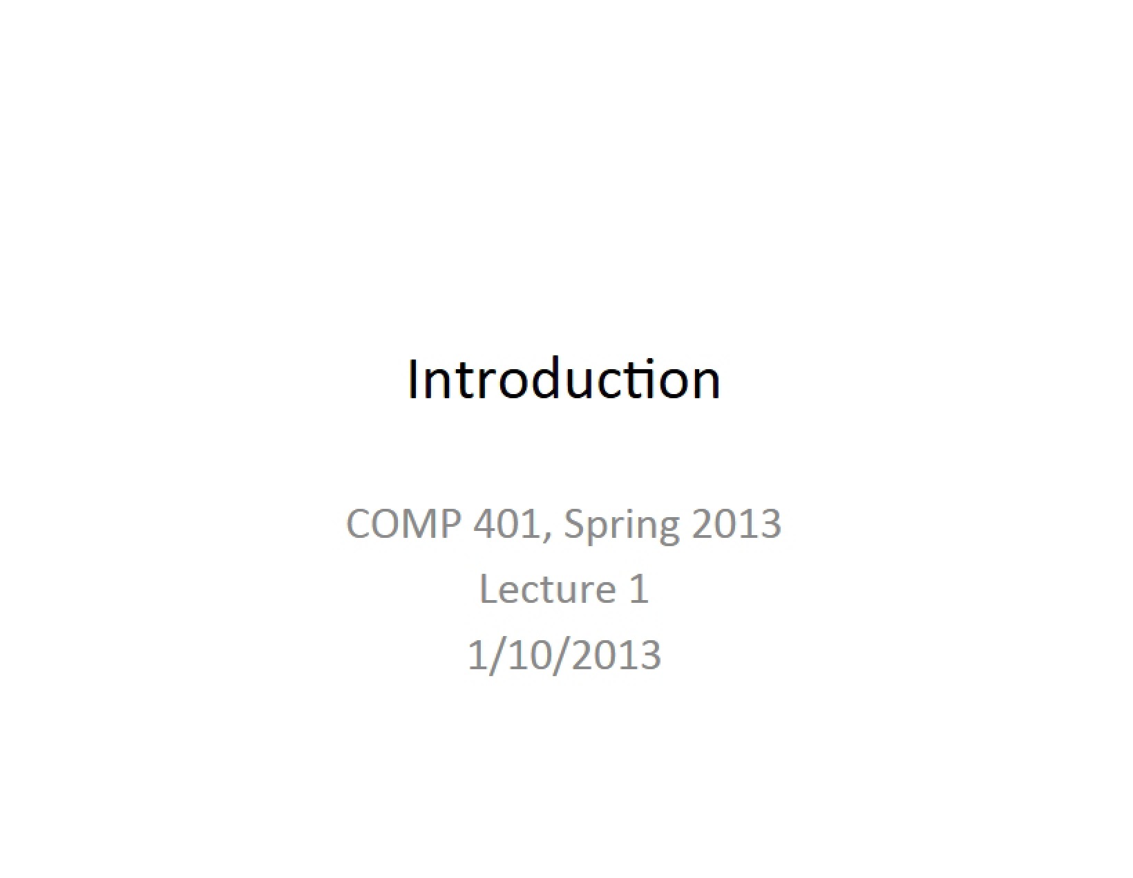 Lecture 01 Course Introduction