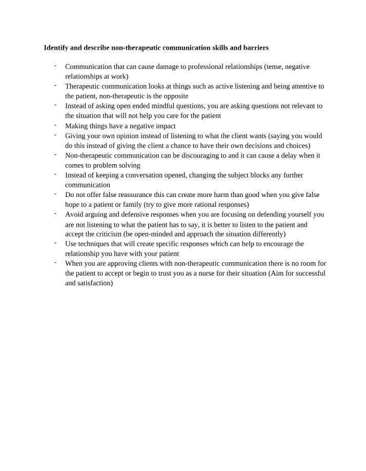 Non-Therapeutic Communication - Negative Impact and Barriers