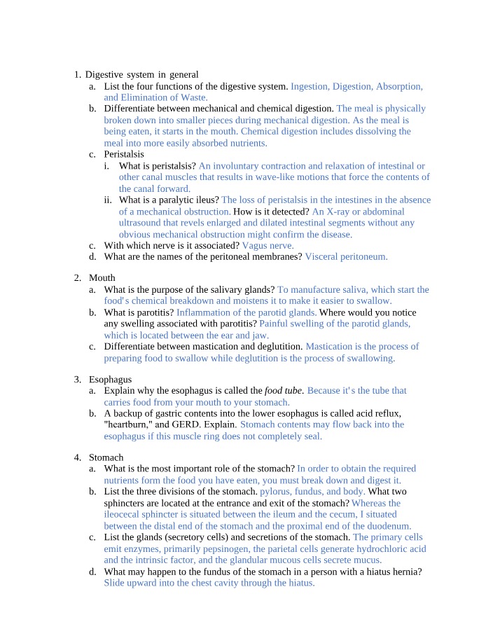 Digestive System Functions - Ingestion and Digestion