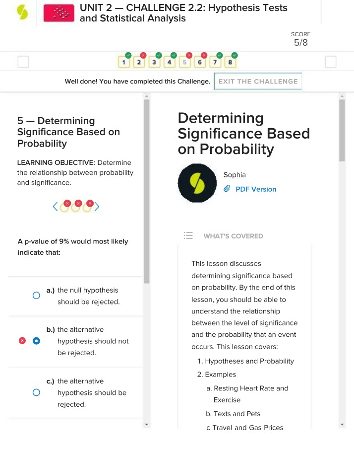 Probability Hypothesis Tests - Determining Significance