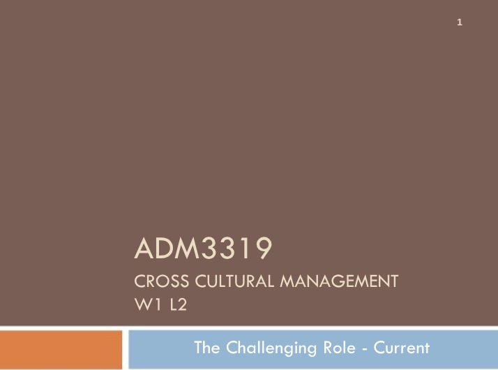 ADM3319 Cross Cultural Management - The Challenging Role