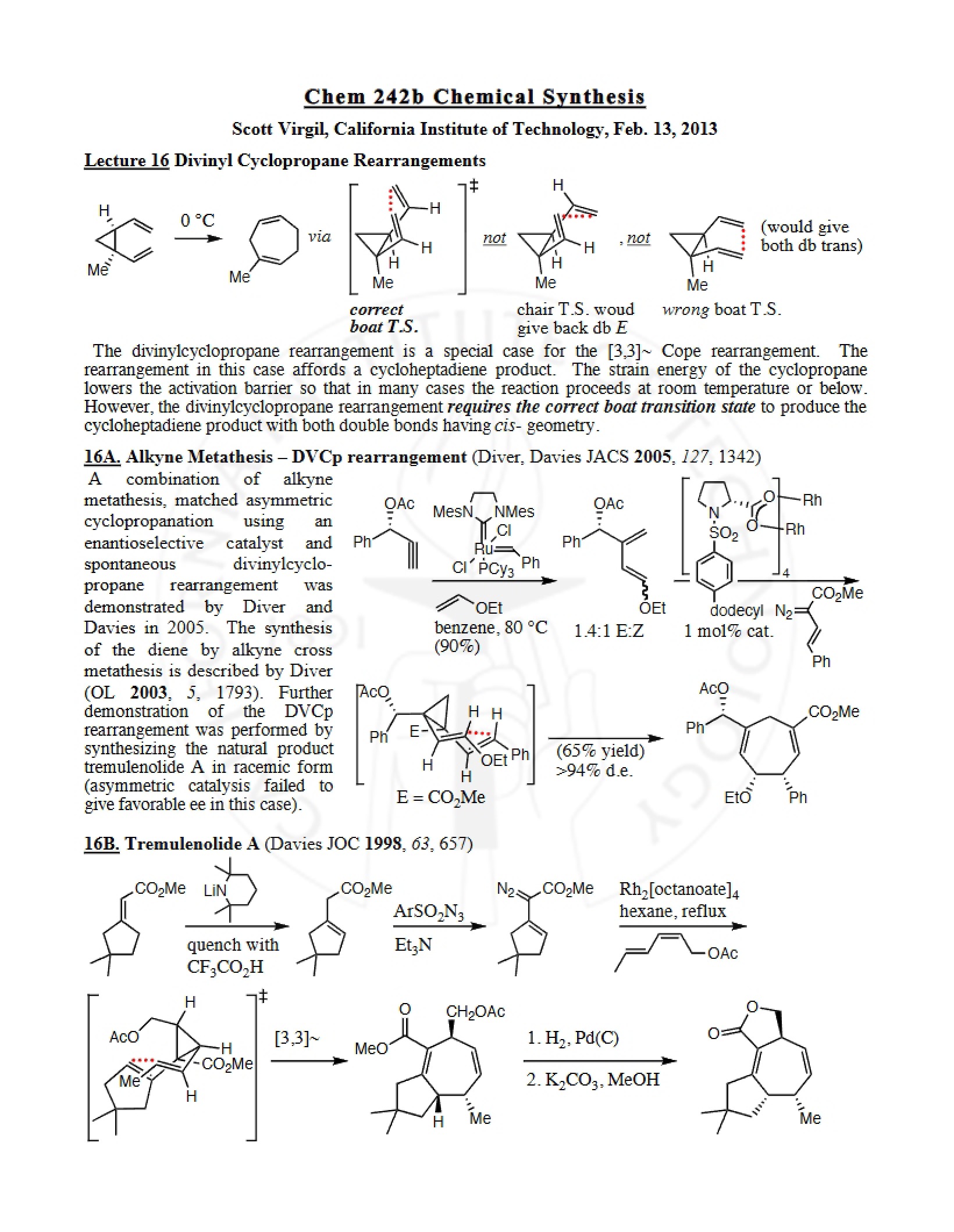 Rearrangements of Divinyl Cyclopropane