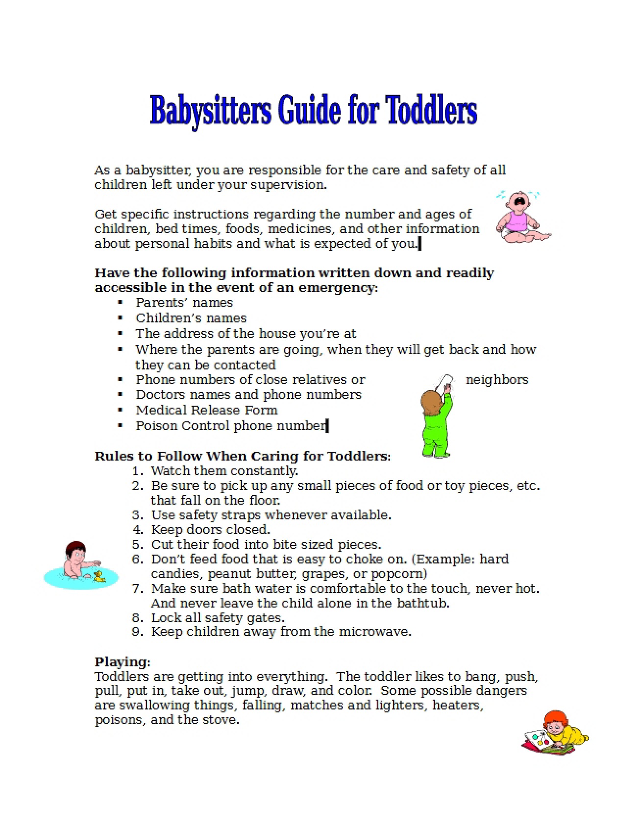 Toddler Guide for Babysitters