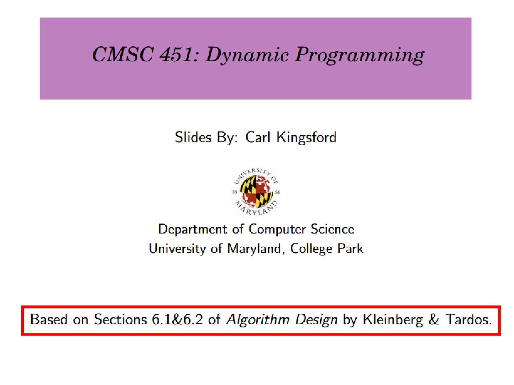 Dynamic Programming Algorithms