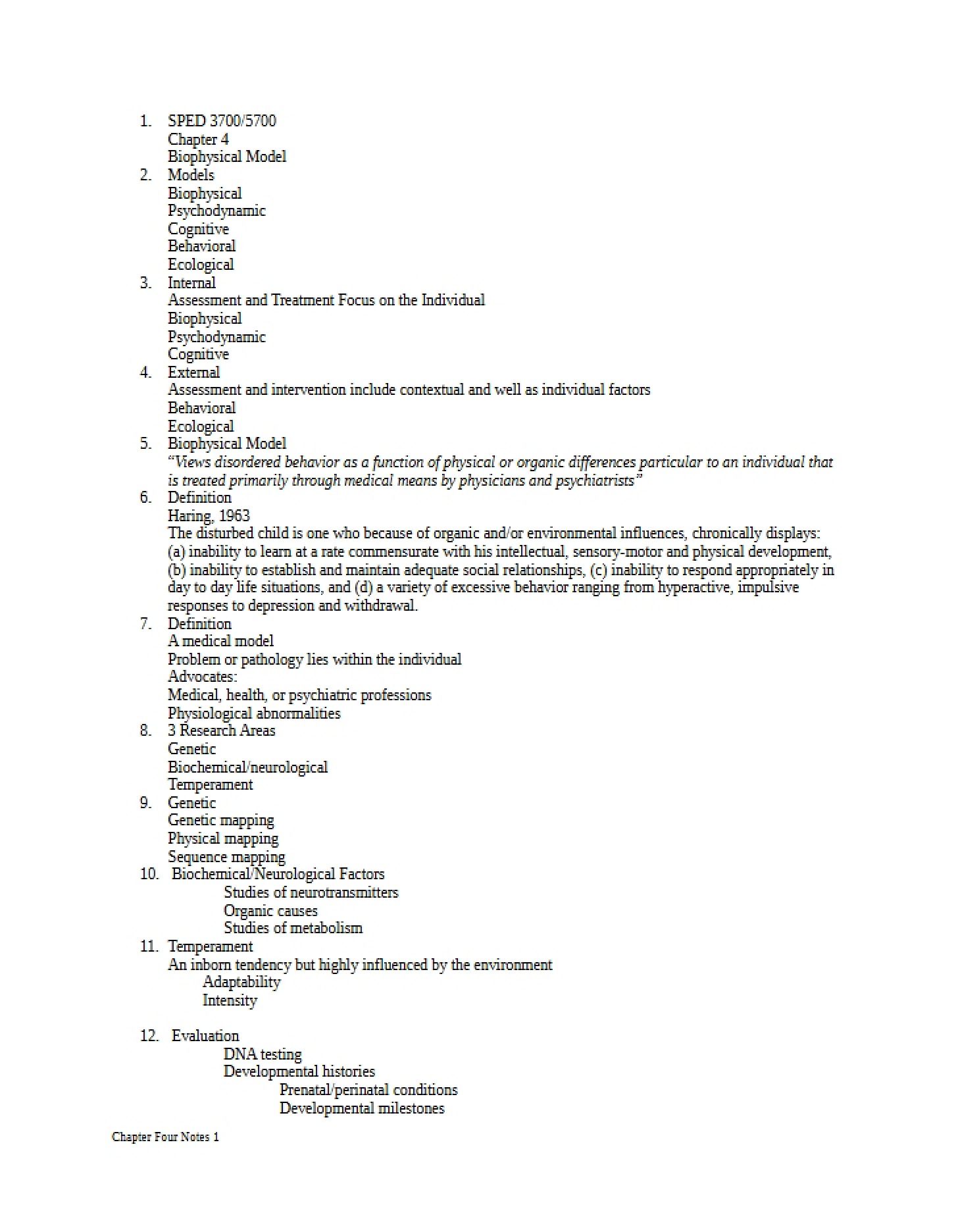 Notes for Chapter Four