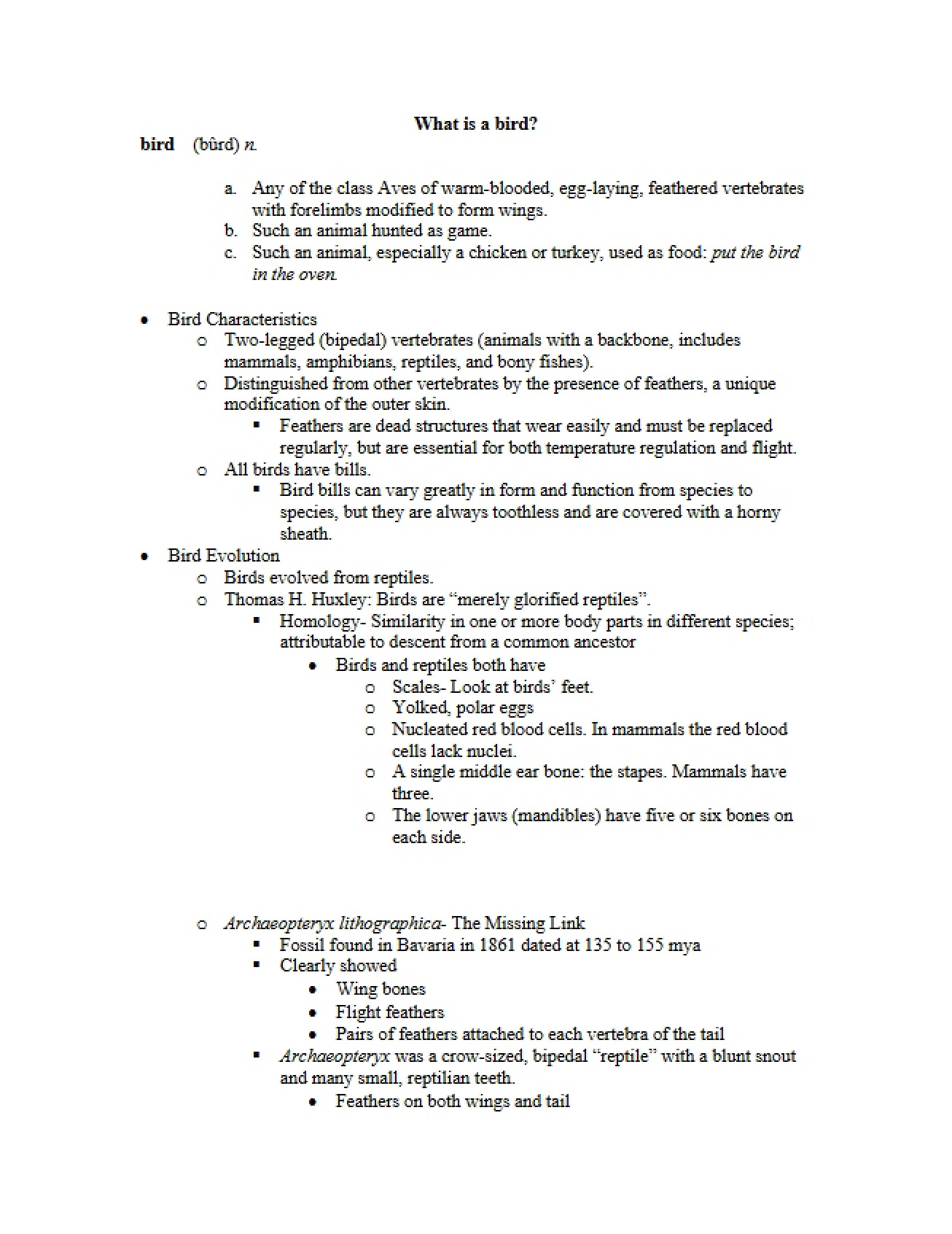 Avian Biology Introduction