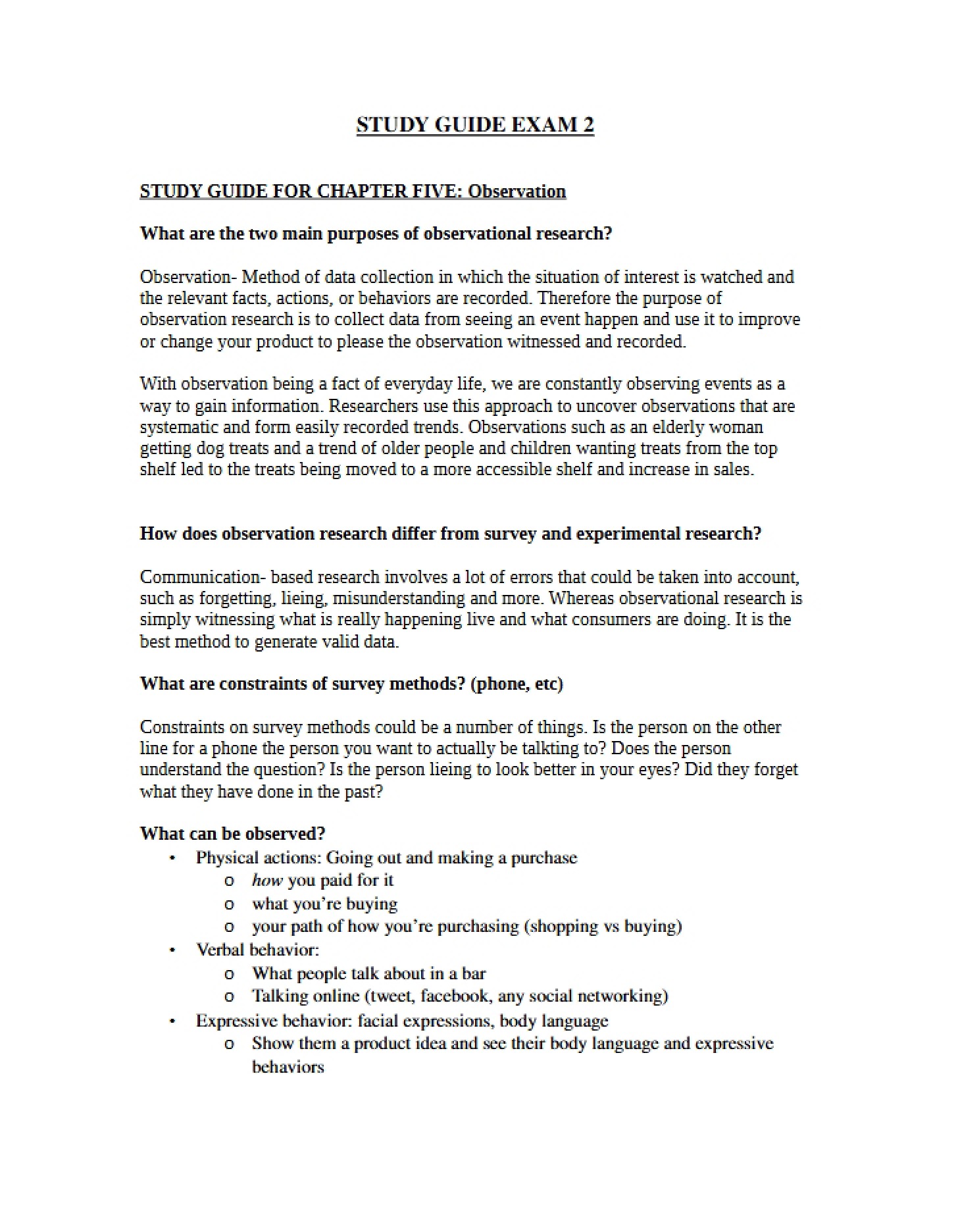 Exam II Study Guide