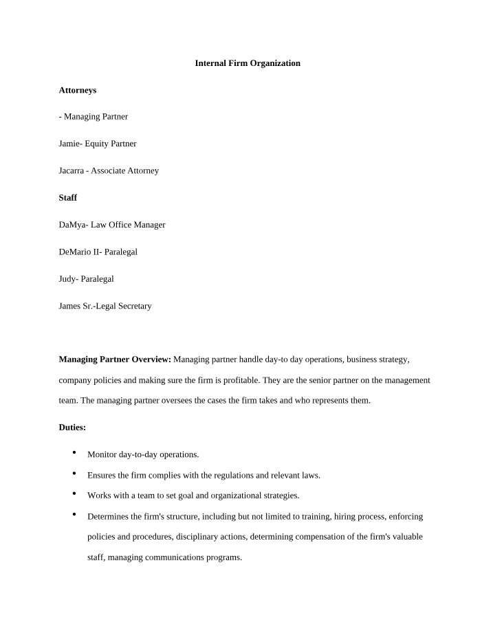 Internal Organization of a Law Firm