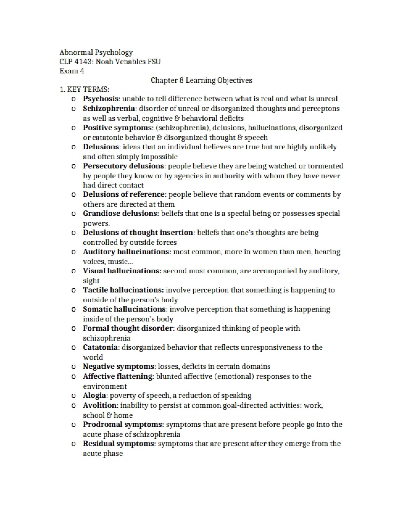 Learning Objectives for the Eighth Chapter