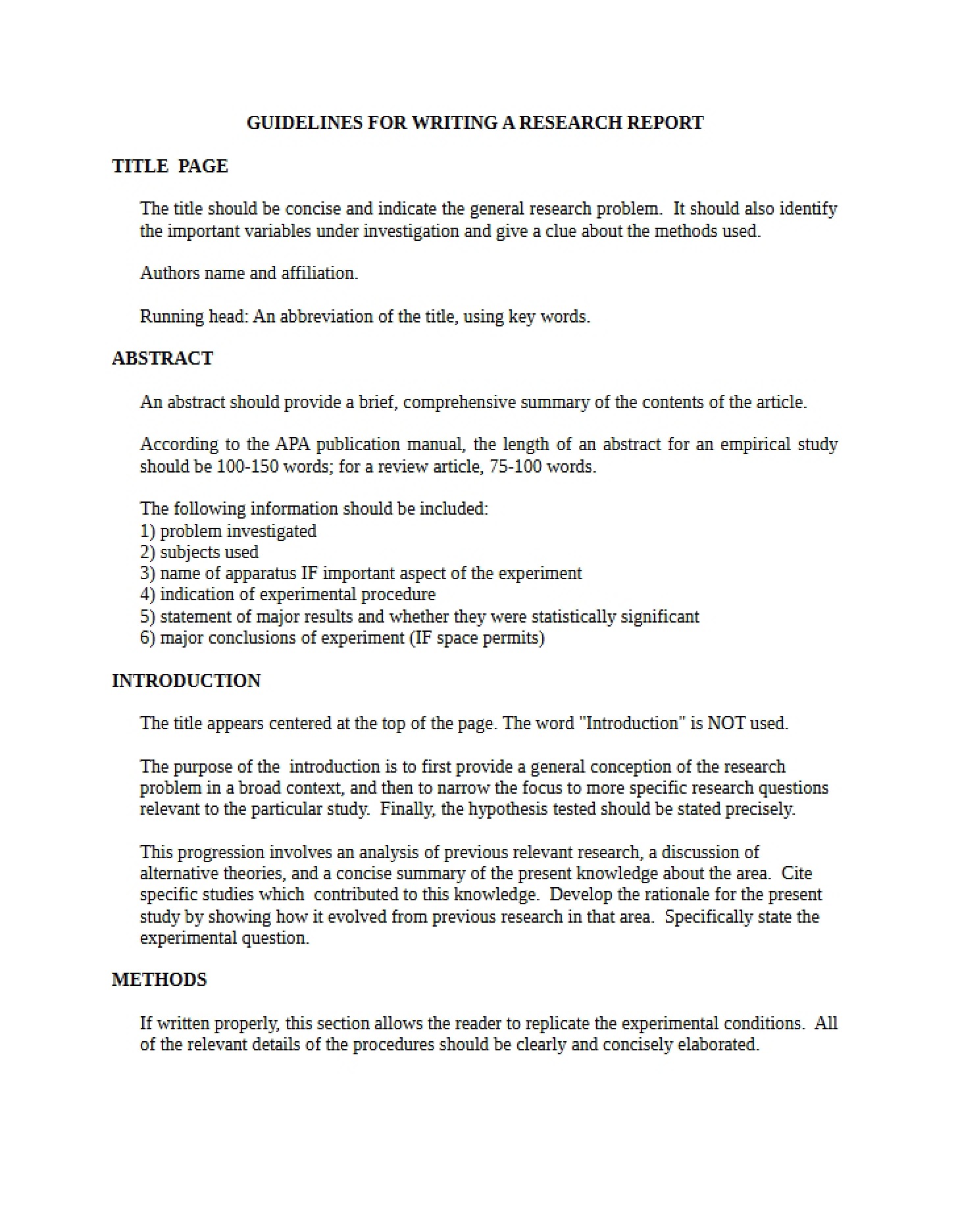 Research Report Writing Guidelines