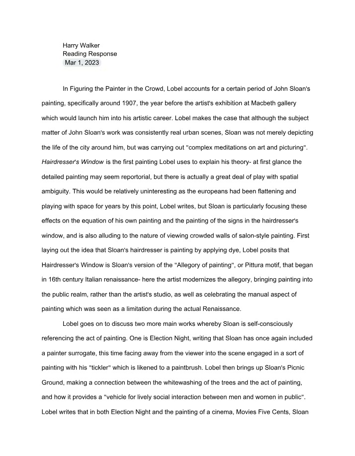 Response for March 1