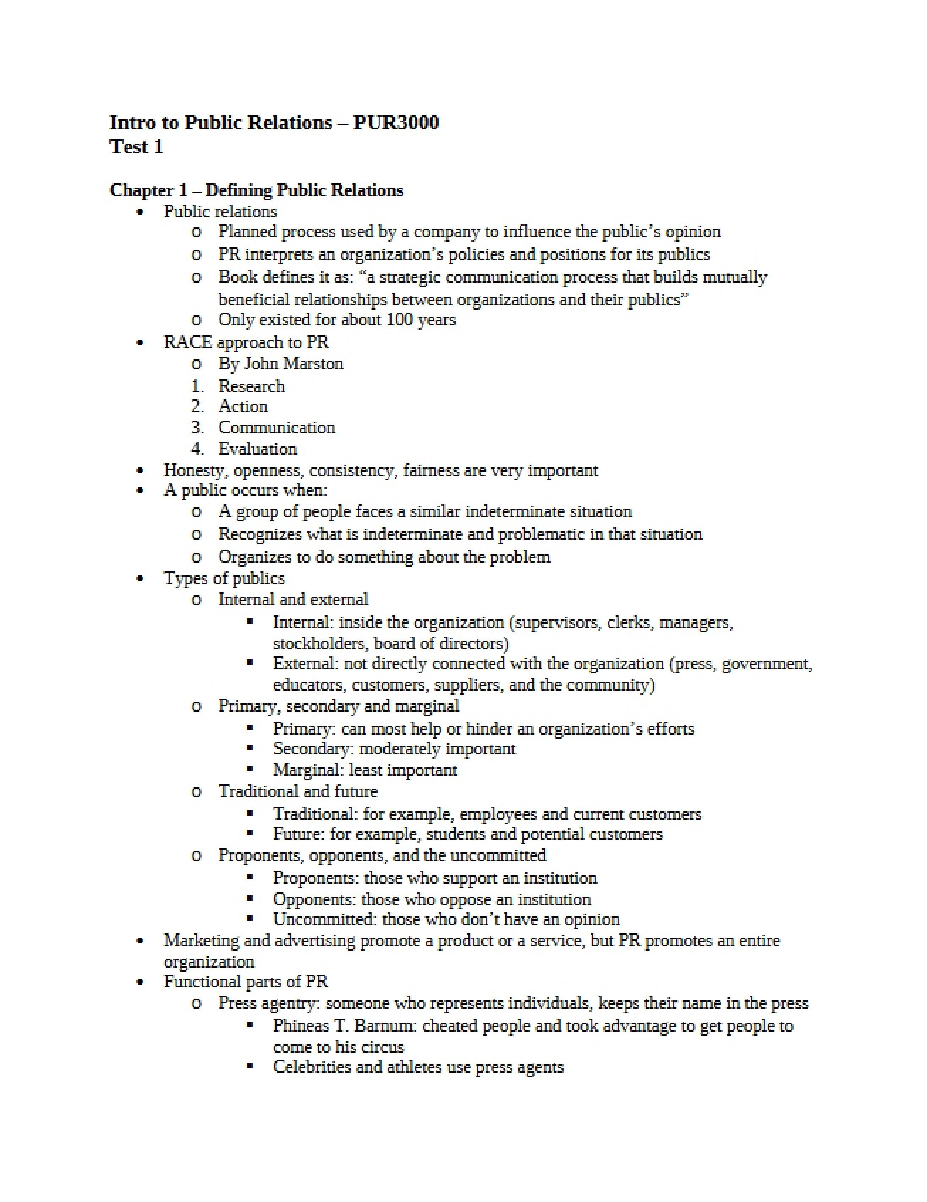 Public Relations Definition Chapter 1