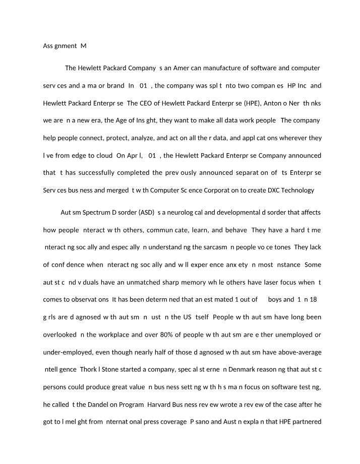Case Study on Inclusion of Autism in the Workplace