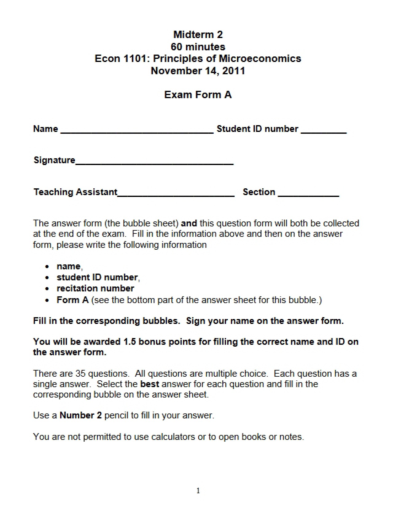 Form A 2011 Midterm 2