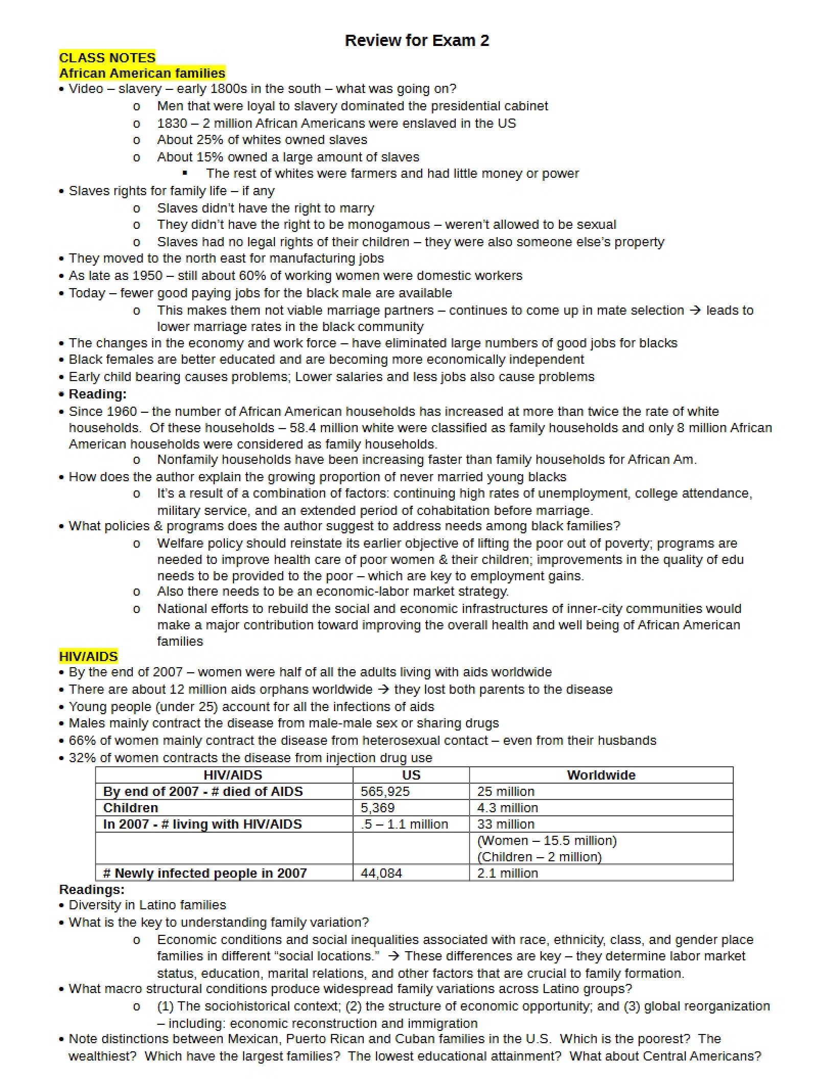 Guide for Exam Two