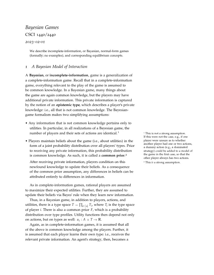 Equilibrium Concepts and Strategies in Bayesian Games