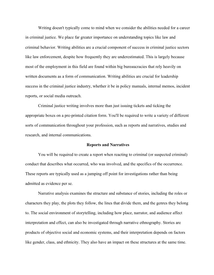 Criminology Report on Writing Genres