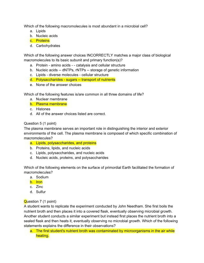 Microbial Cell Macromolecules