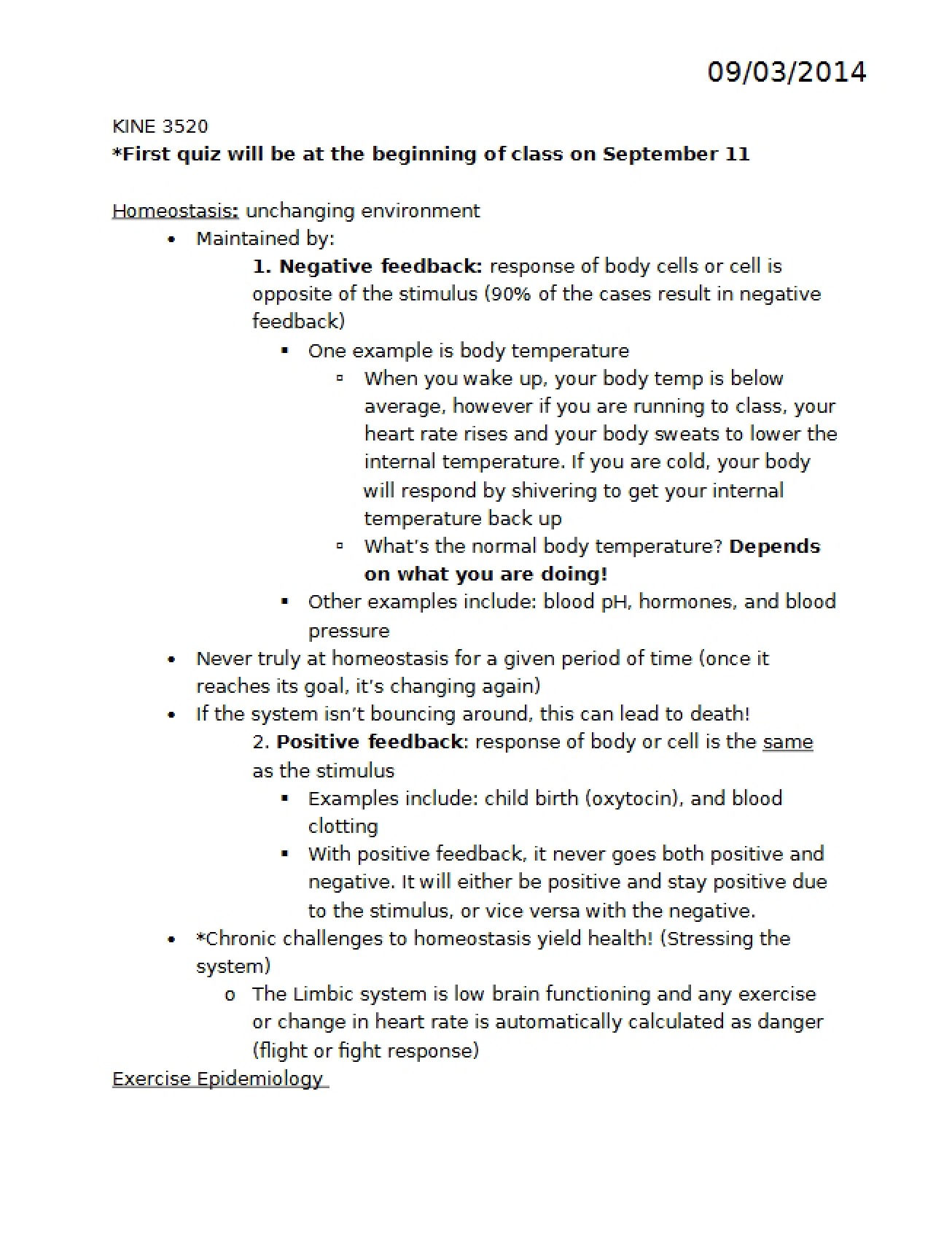 Principle of Homeostasis in Exercise Physiology