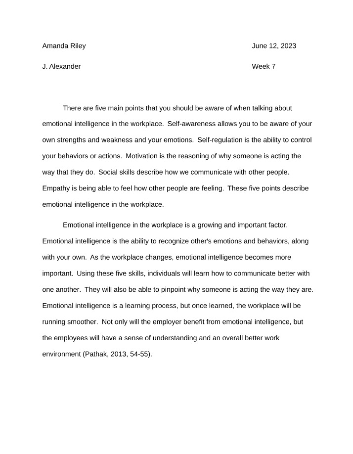 Workplace Emotional Intelligence - Key Points