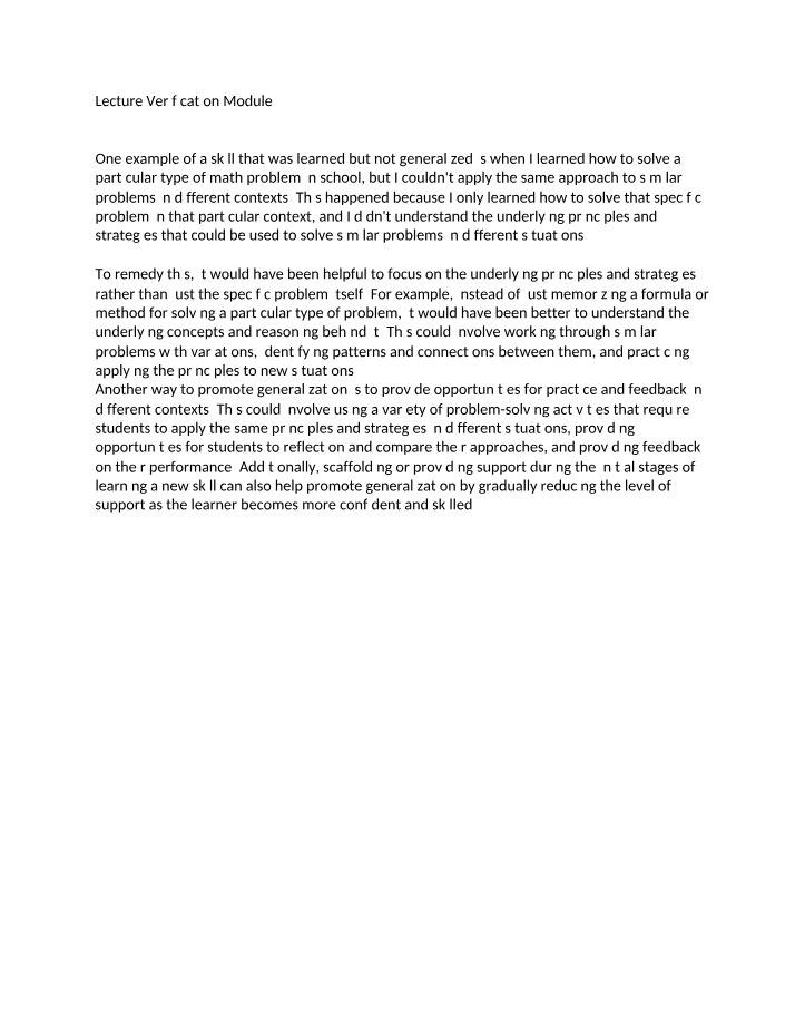 Strategies for Improving Generalization of Skills in Education