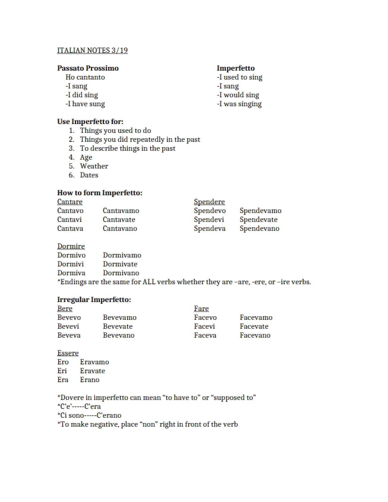 Italian II Lecture Notes