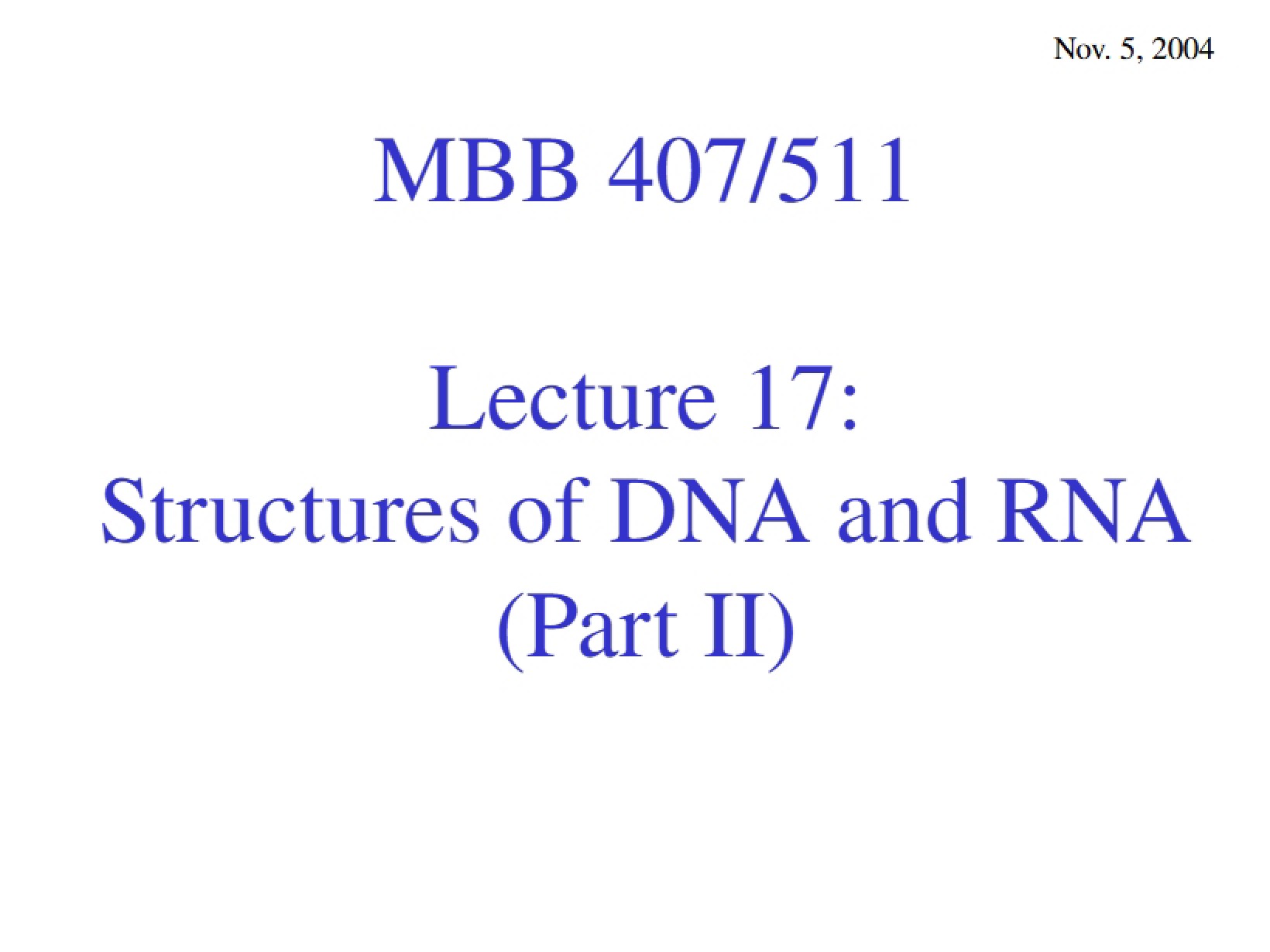 RNA and DNA Structures