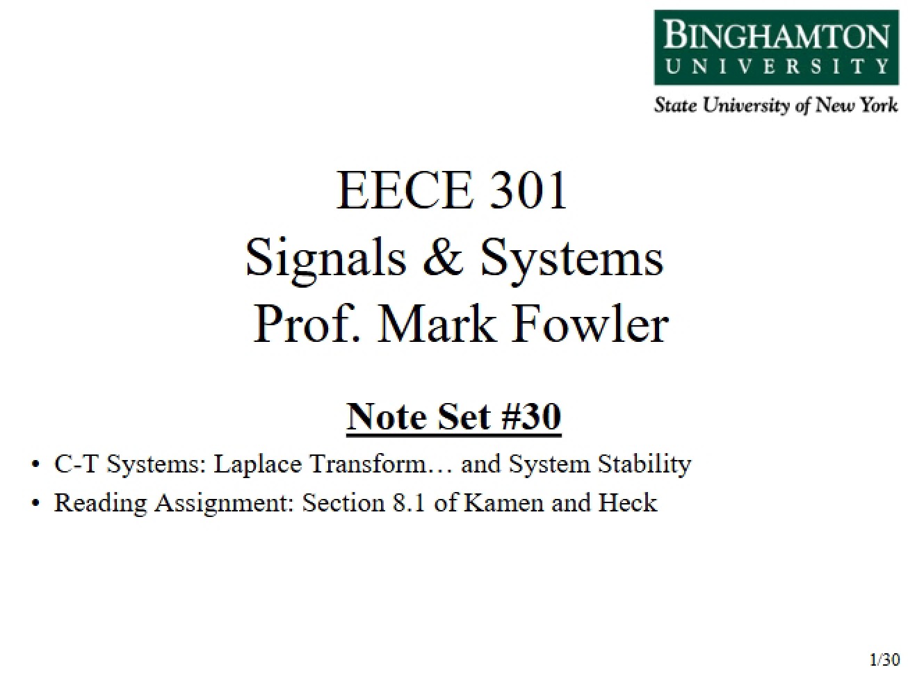 Signals and Systems Note Compilation 30