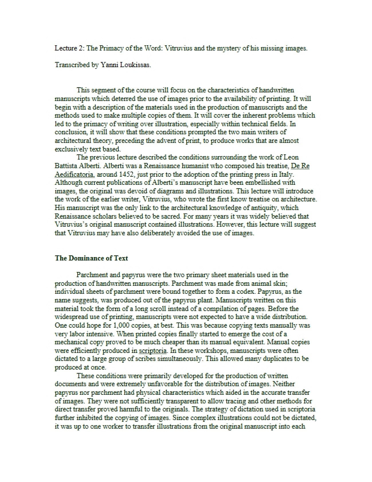 Second Lecture: Word Primacy