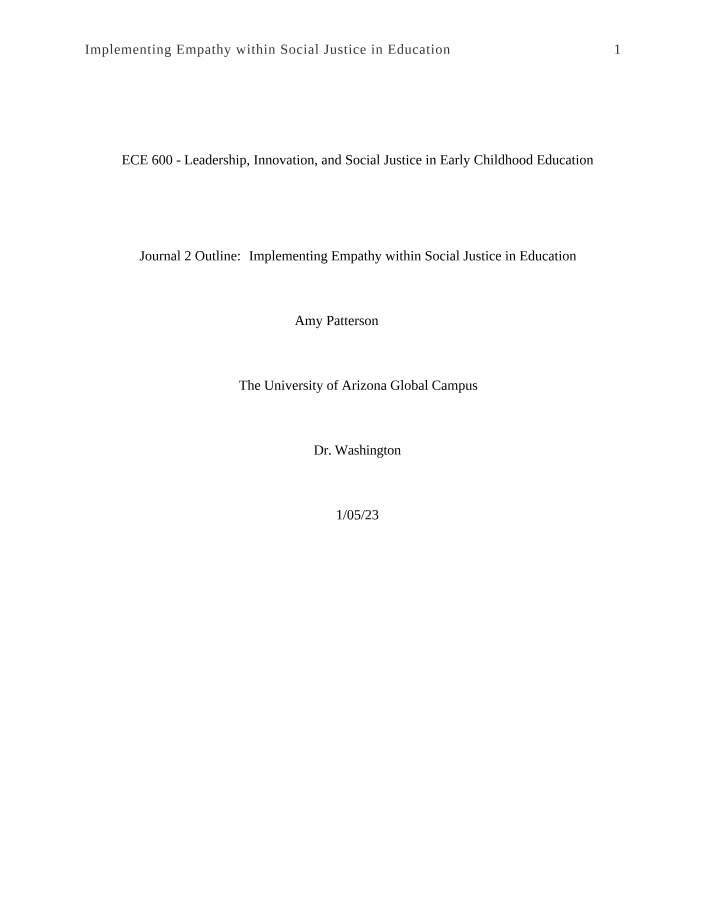 Social Justice in Education - Implementing Empathy