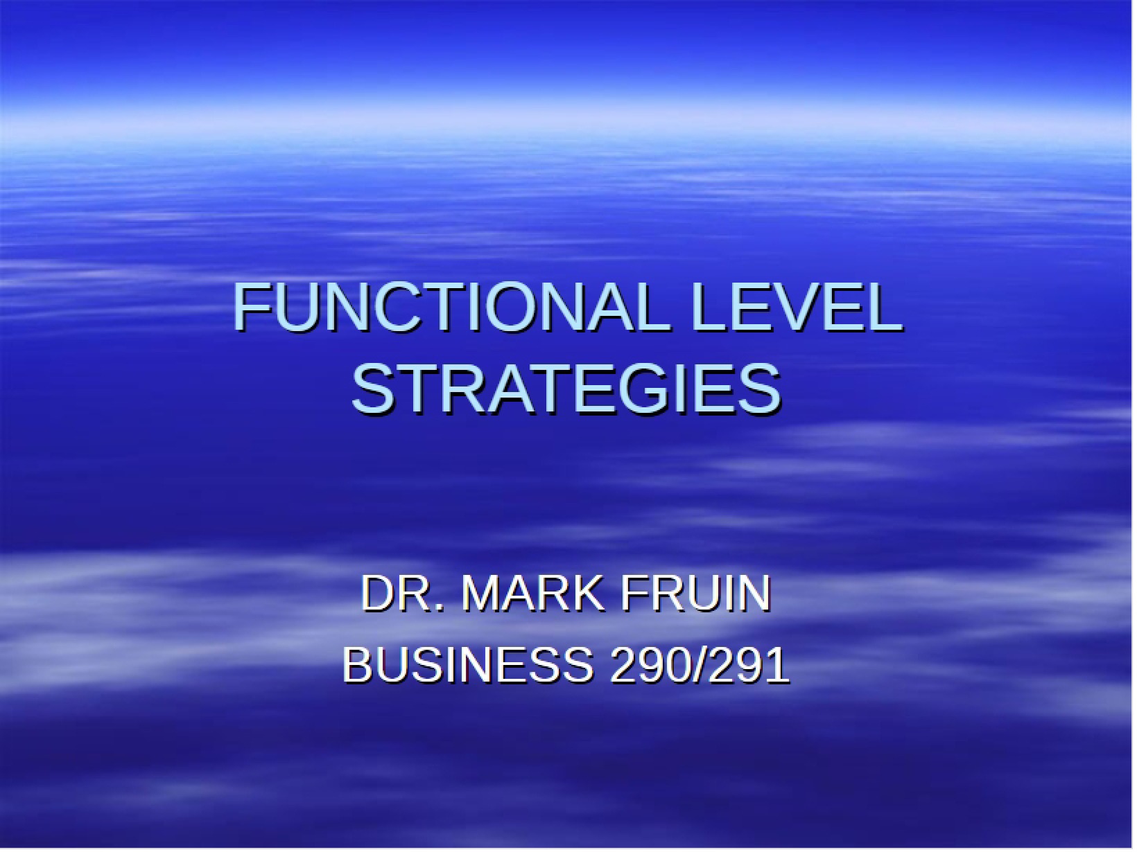 Functional Strategy