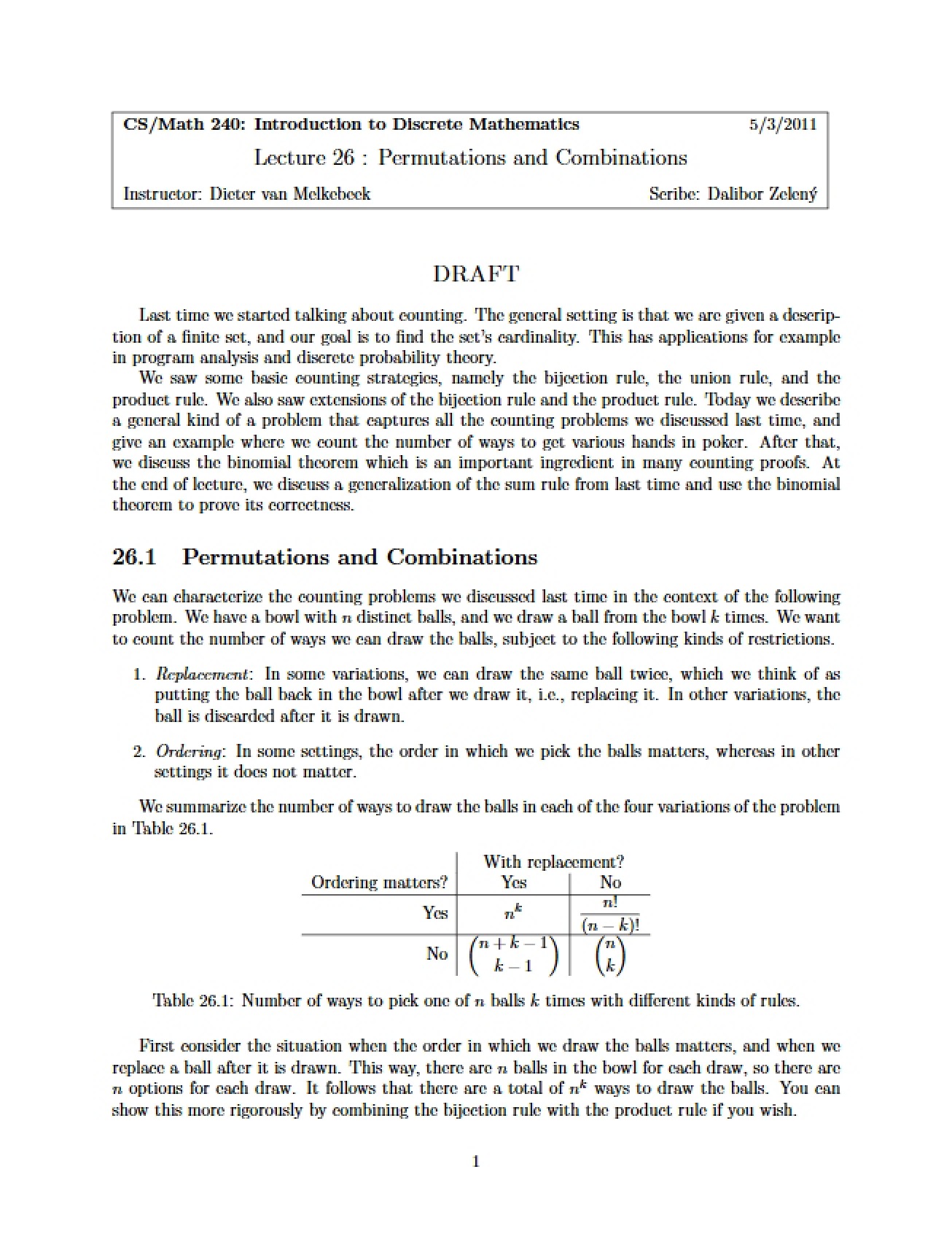 Combinations and Permutations