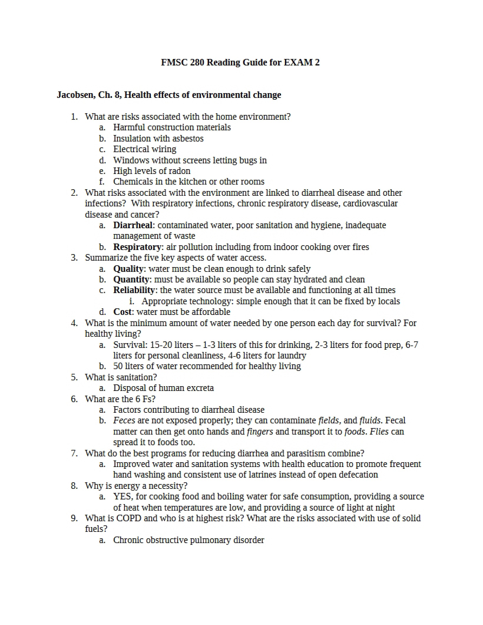 Guide for Exam 2 Readings