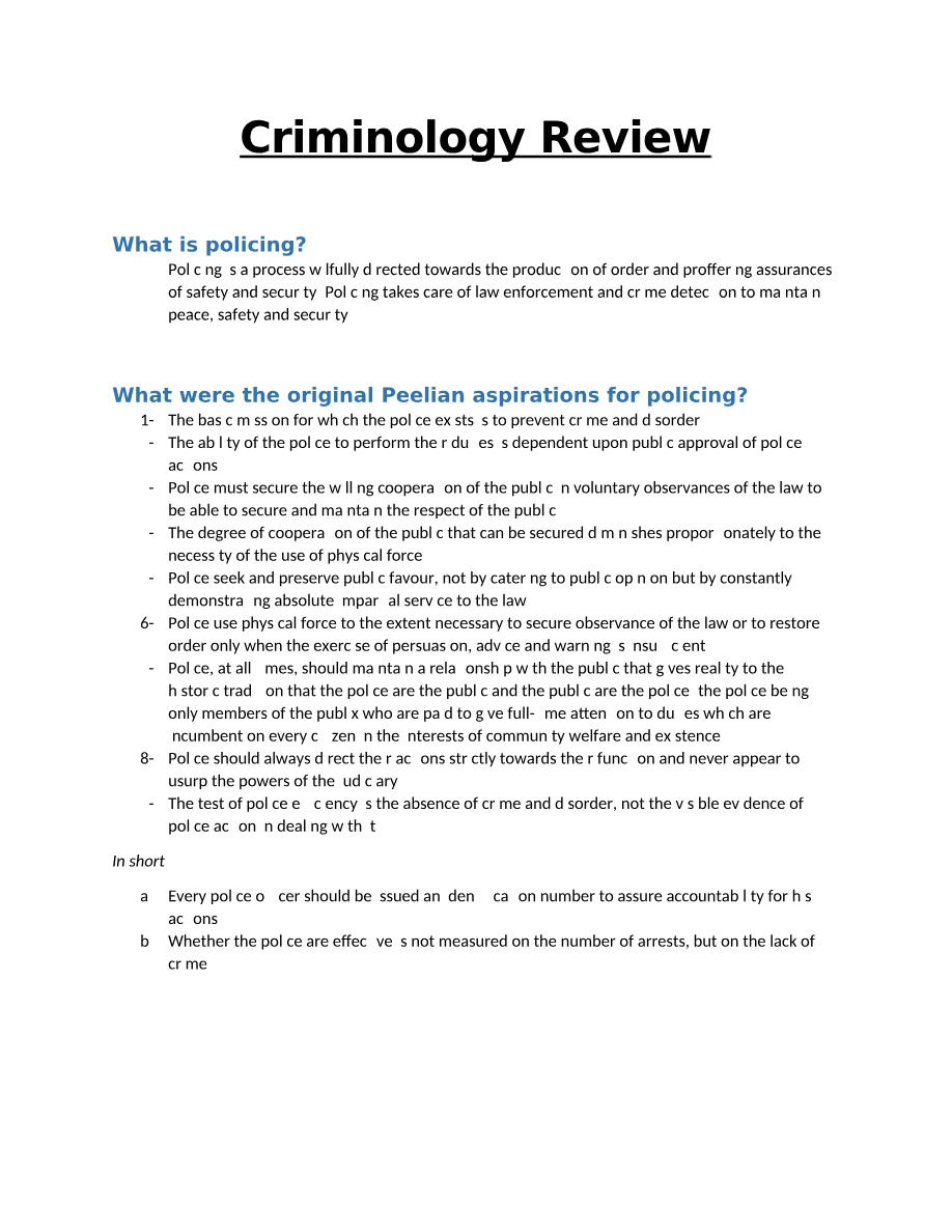 Criminology Course Review