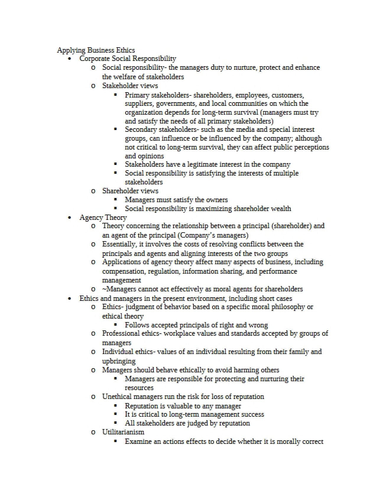 Business Ethics Application