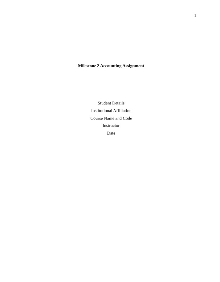 Accounting Assignment - Milestone 2