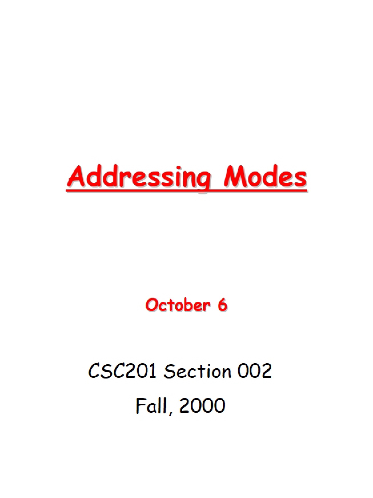 Modes of Addressing