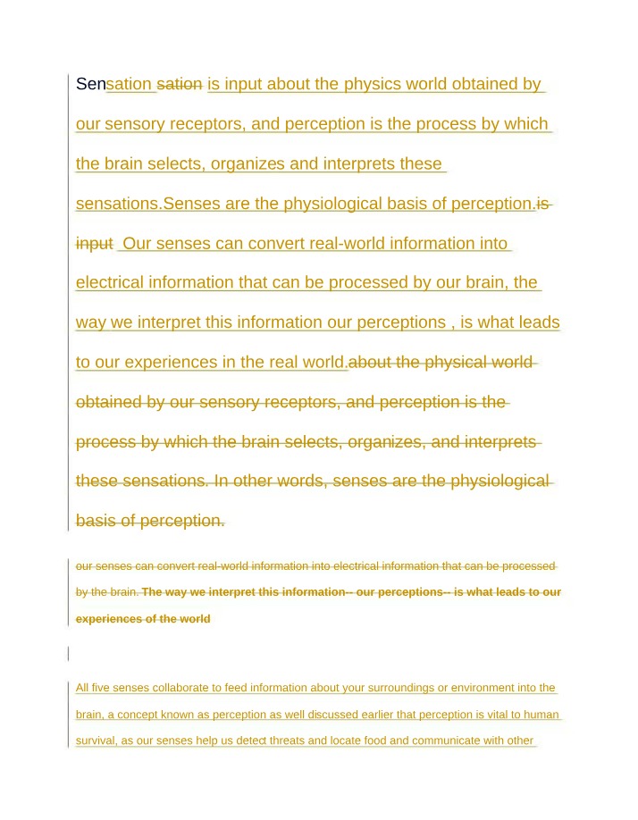 Sensation and Perception - The Role of Our Senses