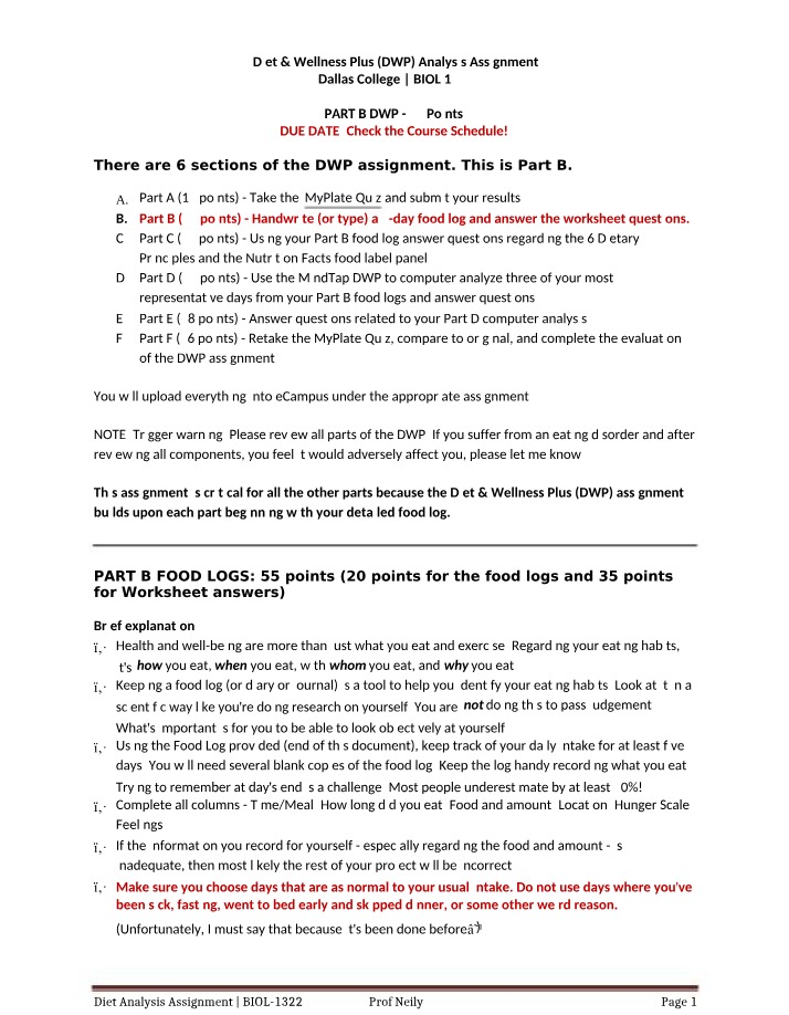 Food Logs & Influences on Food Choices - DWP Analysis