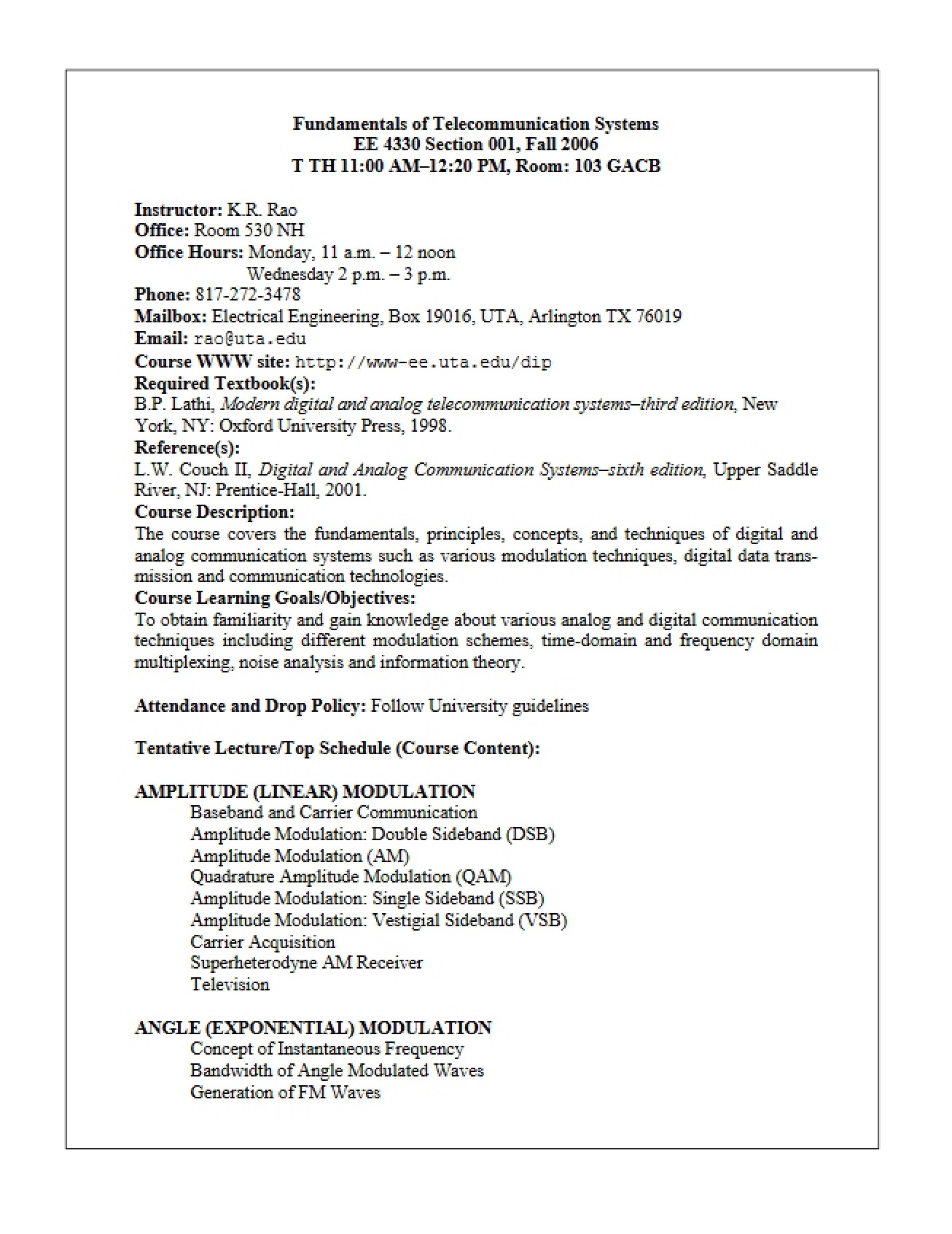 Course Syllabus