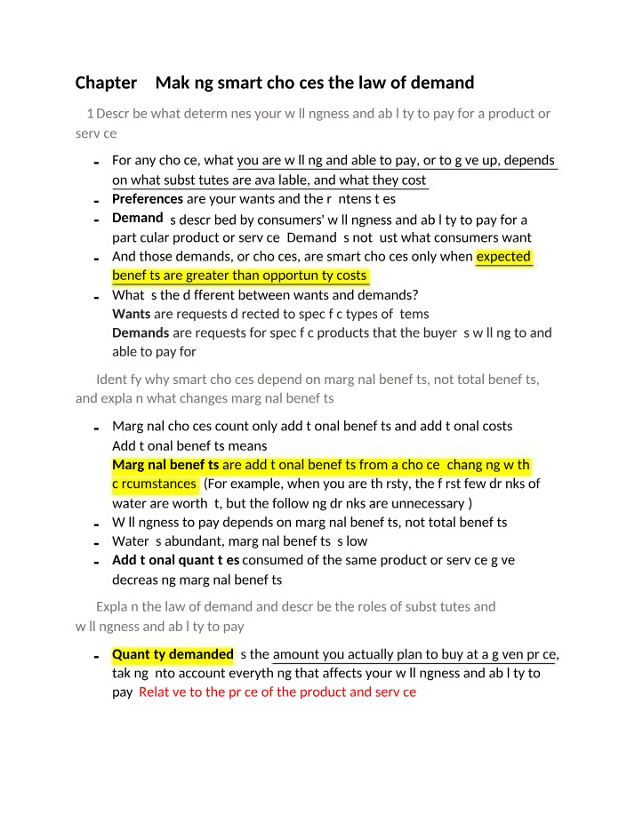 Law of Demand - Chapter 2
