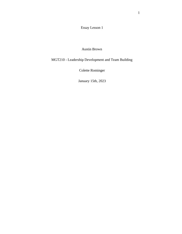 Lesson 1 Essay